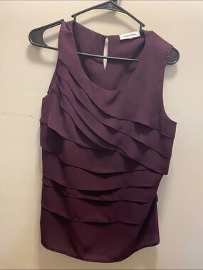 Calvin Klein Plum Layered Ruffle Sleeveless Camisole